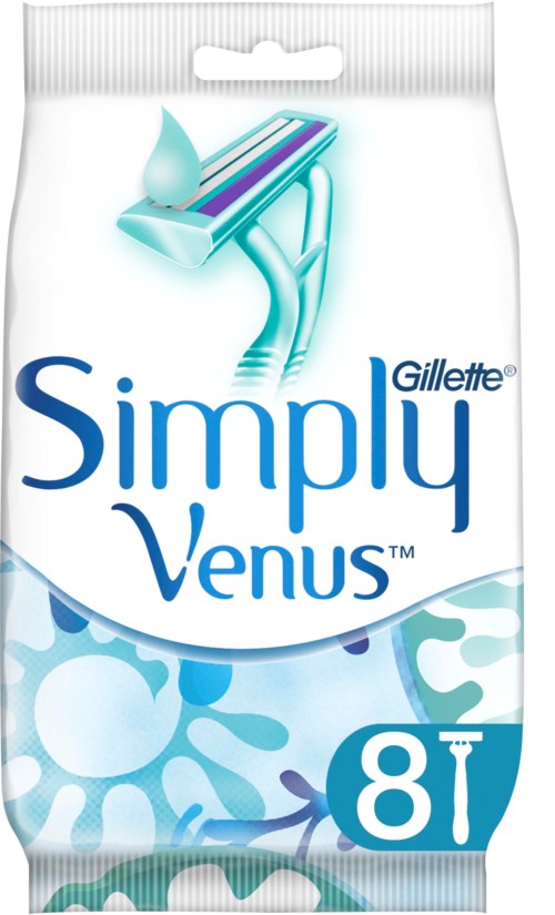 Eine Packung Gillette Simply Venus Damenrasierer mit 8 Klingen.