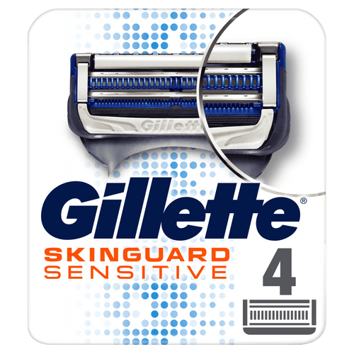 Gillette-Rasierer in Verpackung, mit Markennamen und Produktdetails sichtbar.