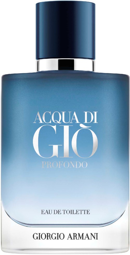 Blue perfume bottle labeled 'Acqua di Giò Profondo' by Giorgio Armani.