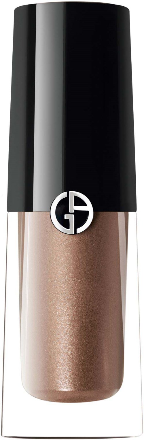 En flaska beige nagellack med svart lock och en logga på.