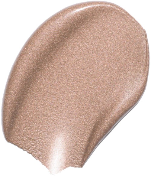 En beige, texturerad sminksvamp med rundade kanter och droppform.