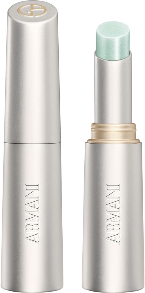 Ein silberner Tube mit Deckel und hellgrünem Stift für Lippenbalsam oder Lippenstift. Der Tube hat das Wort ARVALAN.
