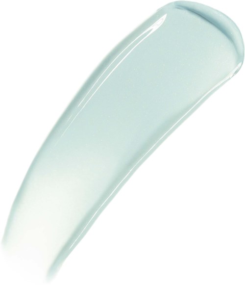 Ein klarer Gel- oder Flüssigkeitsstreifen mit glatter, gebogener Form, wahrscheinlich ein Hautpflege- oder Kosmetikprodukt.