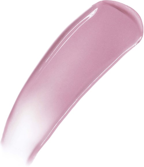 A pinkish-purple swatch of shiny, smooth makeup product with a rounded tip.