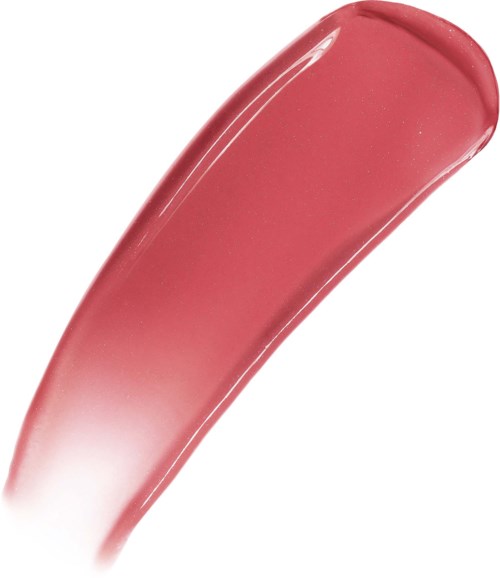 A pinkish lip gloss swipe or smear. It is shiny and smooth, with a curved shape.