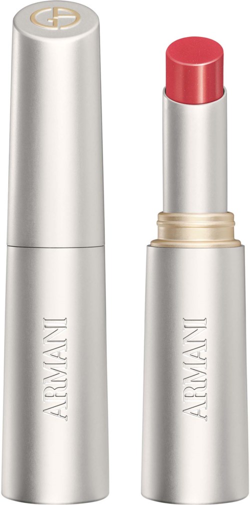 A silver lipstick tube with a pinkish-red lipstick, labeled ARROYANI, with the cap removed.