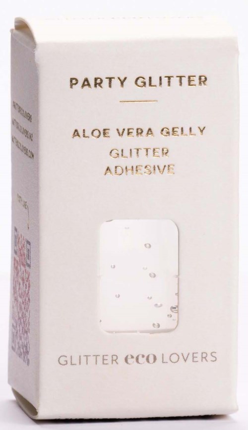 Box für Partygolder mit Aloe Vera Gelly, Glitterkleber und umweltfreundliche Glitterliebhaber.