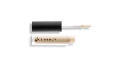 A lip gloss tube with the applicator next to it, labeled "glo SKIN BEAUTY."