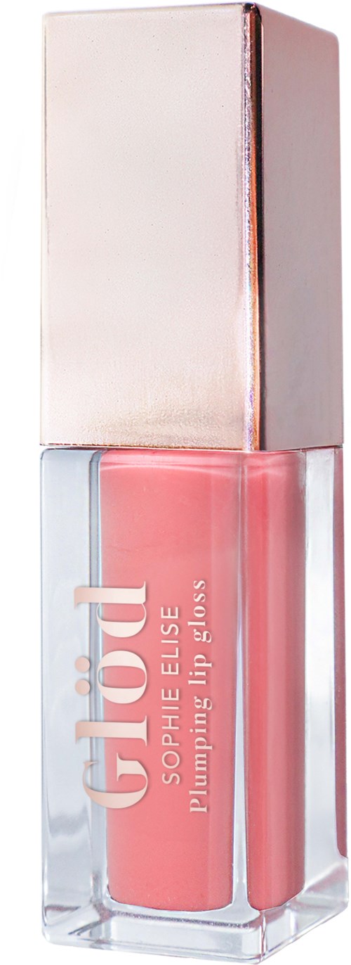Ein Lipgloss-Rohr mit einem goldenen Deckel und pinker Farbe im Inneren.