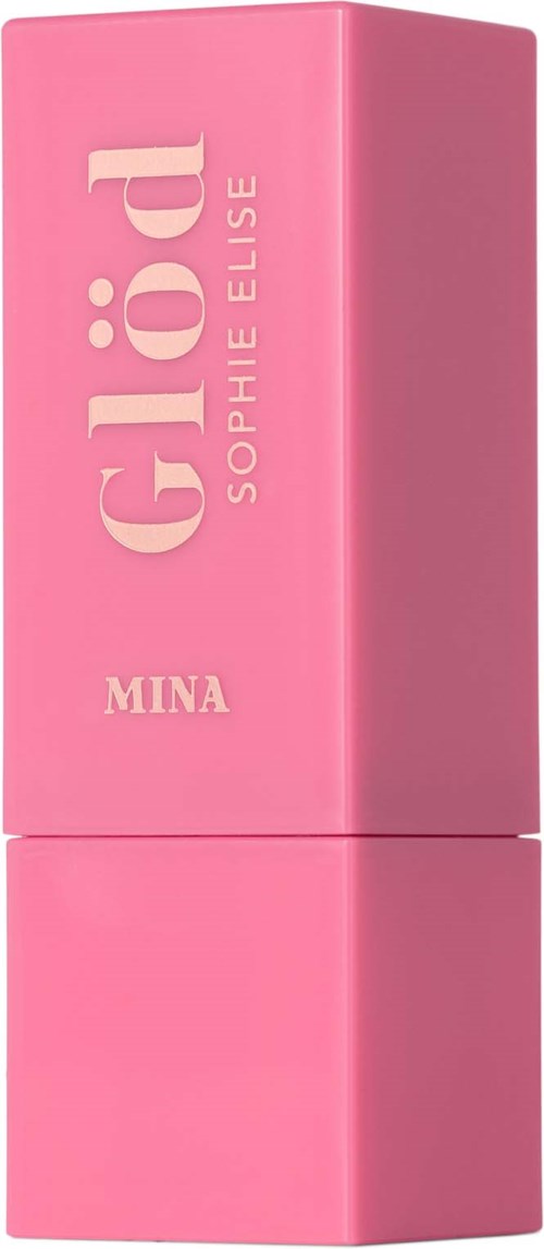 A pink lipstick box with the words 'Glam Sophie Elise Mina' on it.