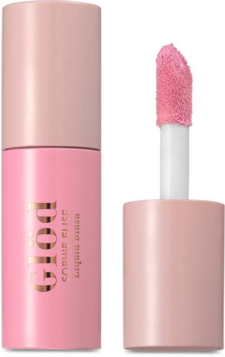 Roze lipglosshuls met open applicator die roze gloss binnenin toont.