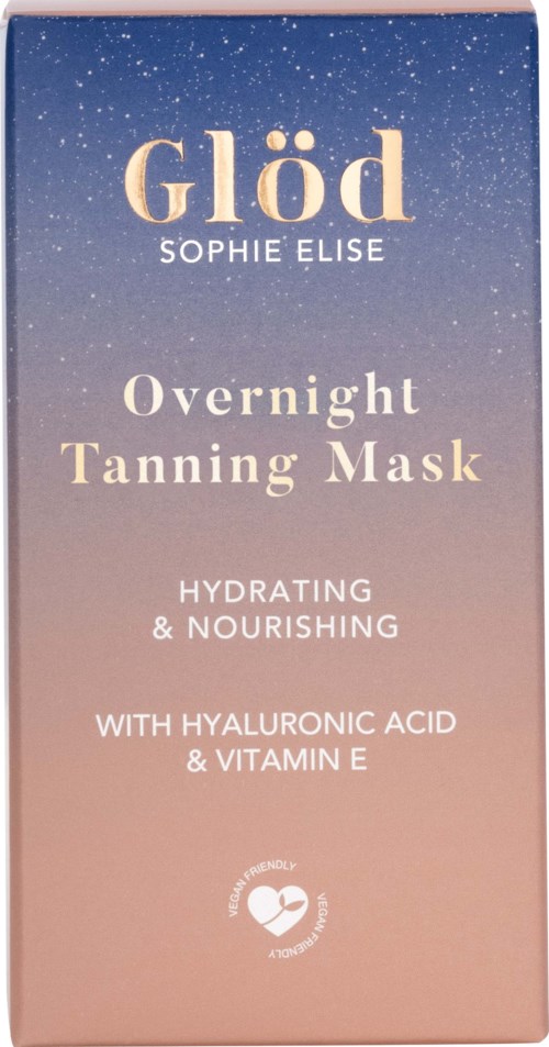 Marke Glöd, bietet eine Overnight Tanning Maske mit Hyaluronsäure und Vitamin E für Feuchtigkeit und Pflege an.