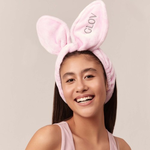 GLOV Bunny Ears Headband 2-In-1 Hair Protecting Headband And Hair Tie Pink