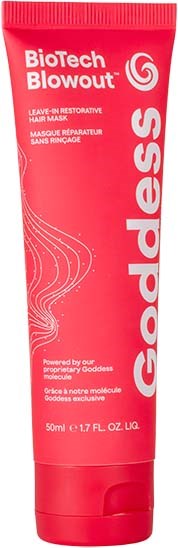 Rood tube met haarmasker genaamd 'BioTech Blowout' met witte tekst en ontwerp, 50ml.