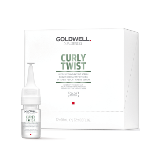 Een doos en een klein flesje Goldwell Curlly Twist hydraterende serum voor krullend haar.