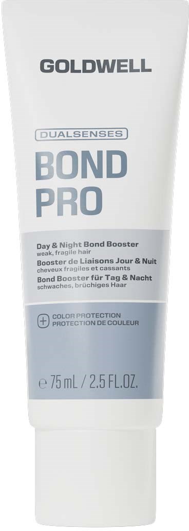 Goldwell Bond Pro hårbehandlingstube med hvit og lyseblå emballasje og svart tekst.