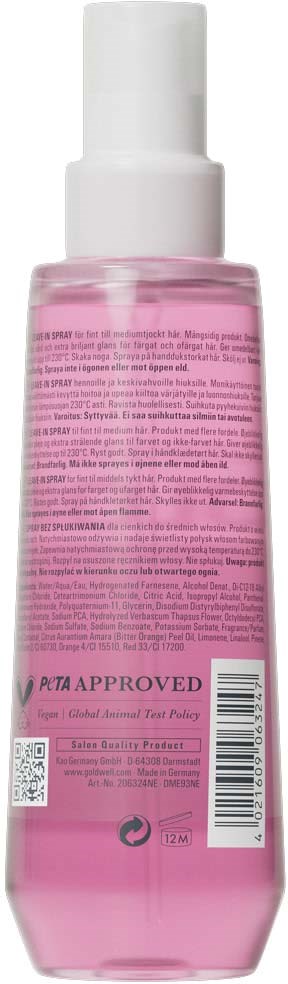En rosa sprayflaske med hvit pumpe og etikett med tekst og strekkode på baksiden.