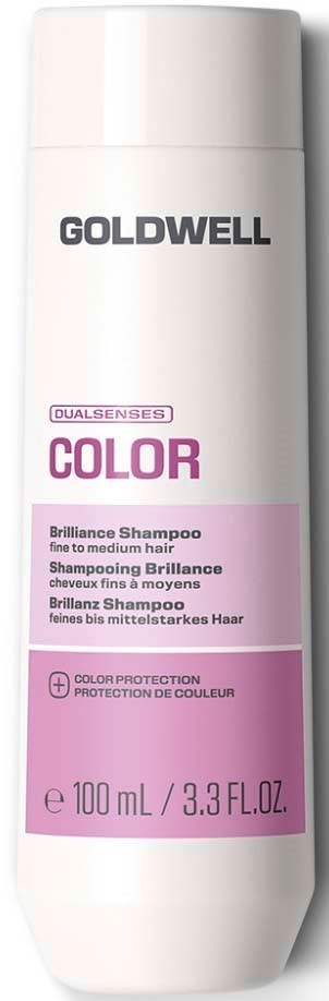 Goldwell Dualsenses Color Brilliance Shampoo-flaske med rosa og hvit etikett.