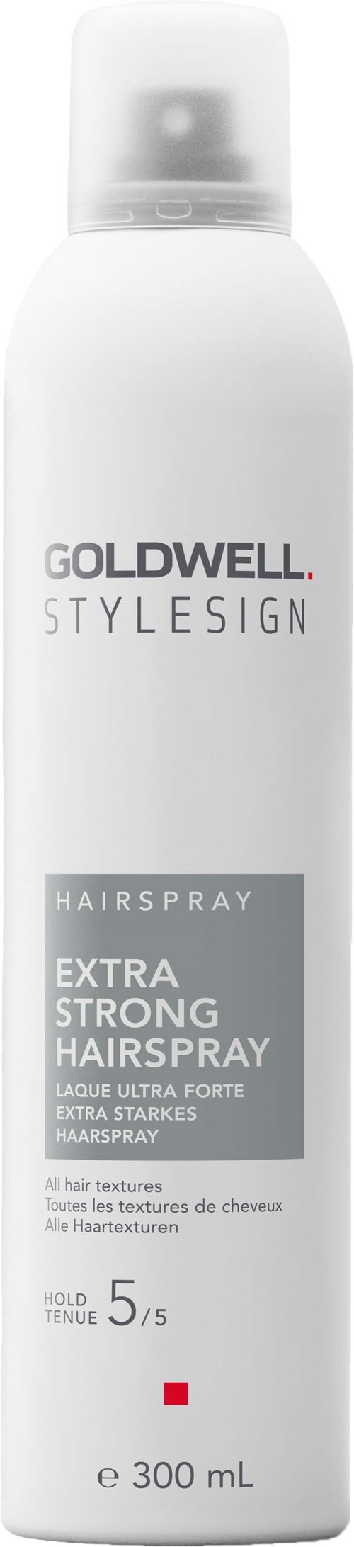 Ein weißer Spraybehälter mit Goldwell Styling Haarspray für extra starken Halt, 300 mL.