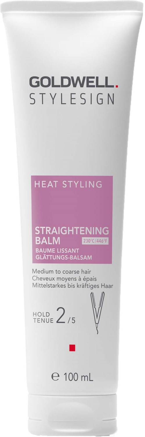 A white tube of Goldwell styling heat straightening balm for medium to coarse hair.