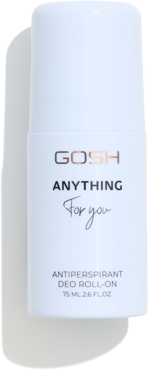 Een witte deodorant roll-on met de woorden "GOSH ANYTHING For you".