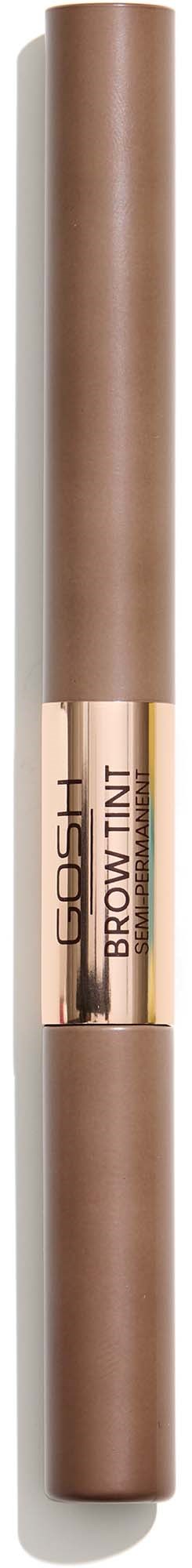 Een bruine make-uppotlood met een gouden band die zegt Brow Tinti.