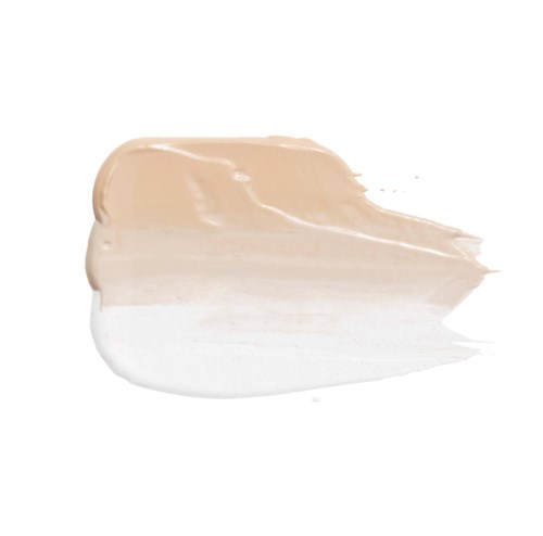 Beige och vitt sminkprov med slät textur och blandade kanter.