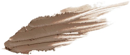 En beige makeup- eller kosmetikablock med streck på en vit bakgrund.