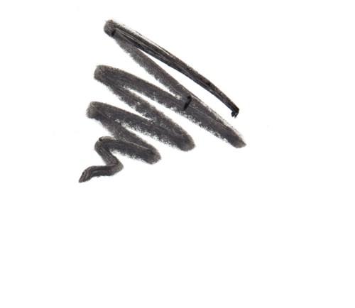 A black crayon scribble on white paper, starting thick and thinning out at the end.