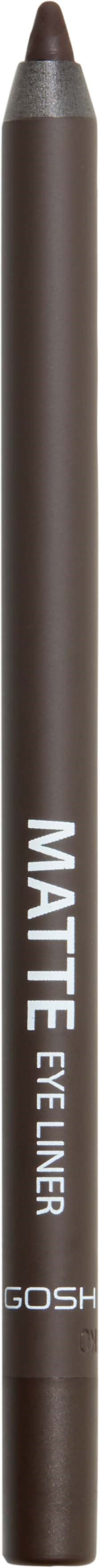 A brown eye liner pencil labeled "Matte" and "Gosh" stands upright.