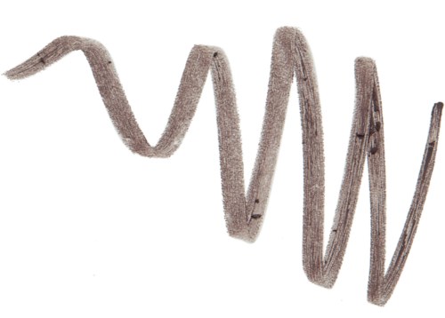 A brown, zigzag-shaped metallic object, possibly a screw or a nail with a spiral thread.