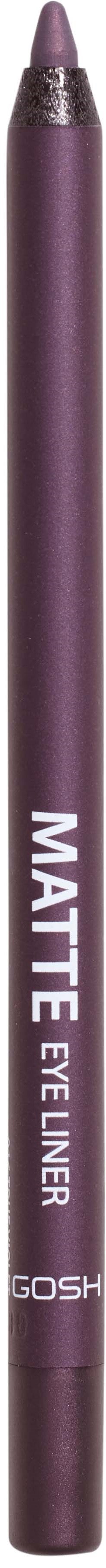 Purple eye liner pencil with white text and branding.