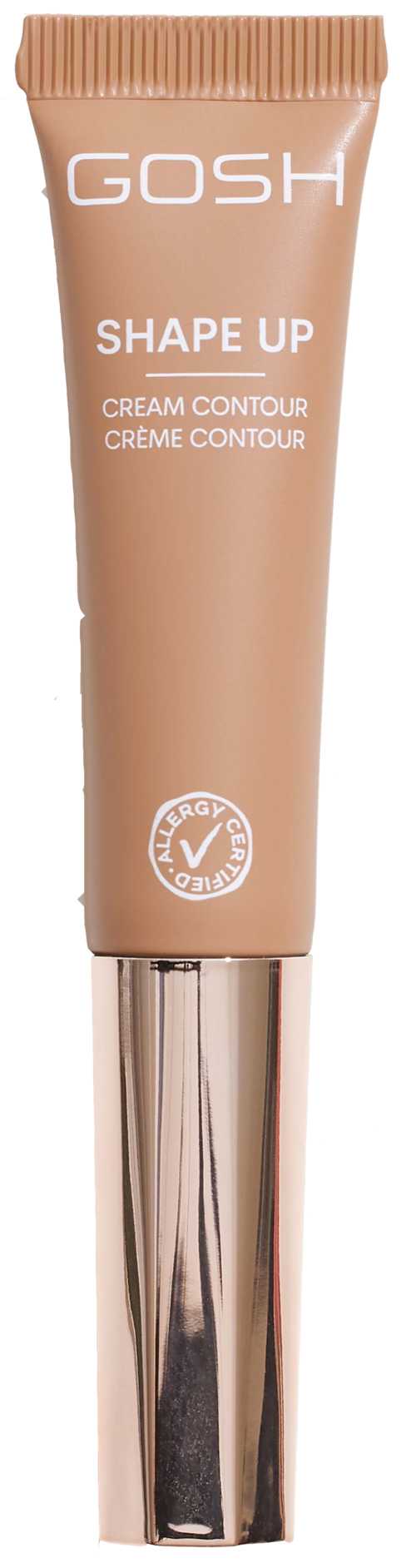 Eine Tube GOSH Shape Up Cremkontur mit beiger Farbe und silberner Kappe.