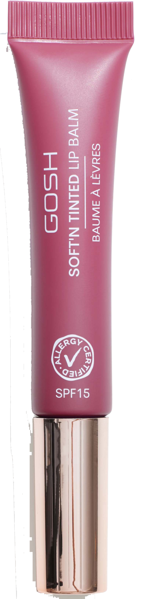 Hellrosa Tube mit GOSH sanfter getönter Lippenbalsam mit SPF 15. Für Lippen.