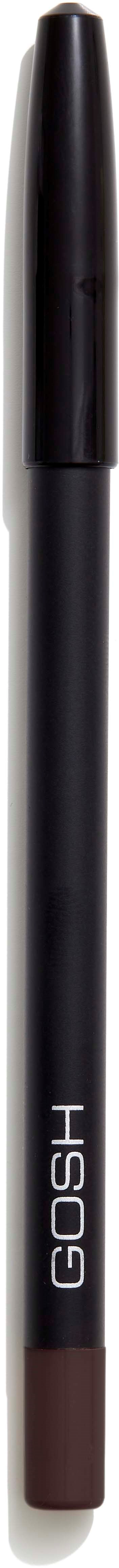 A black pen with a cap, labeled GOSH, and a dark brown tip.