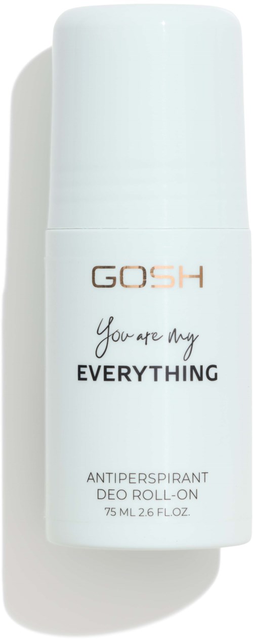 Een witte deodorant roller met de woorden "GOSH You are my EVERYTHING" en details over de grootte.