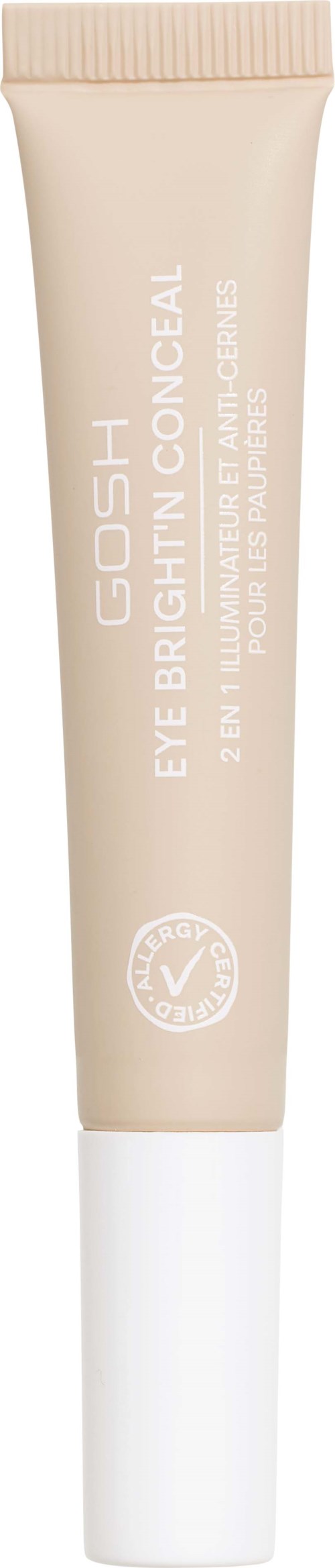 En beige tub av concealer med vit lock, märkt 'GOSH Eye Brightening Conceal'.