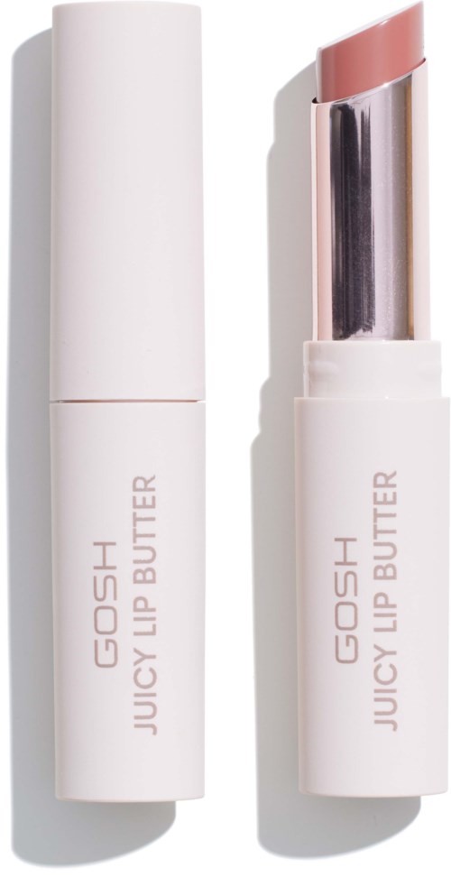 Ein weißer Lippenstift mit entferntem Deckel, zeigt einen rosafarbenen Lipbalm.