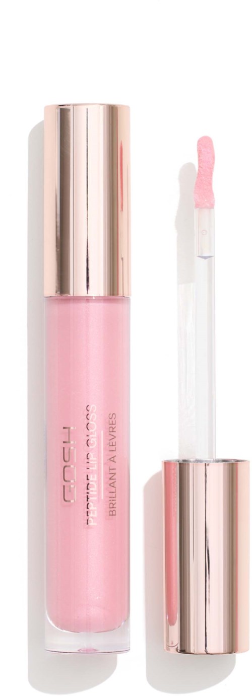 Pink lip gloss with a shiny silver cap and applicator brush. It is labeled "COOL.".