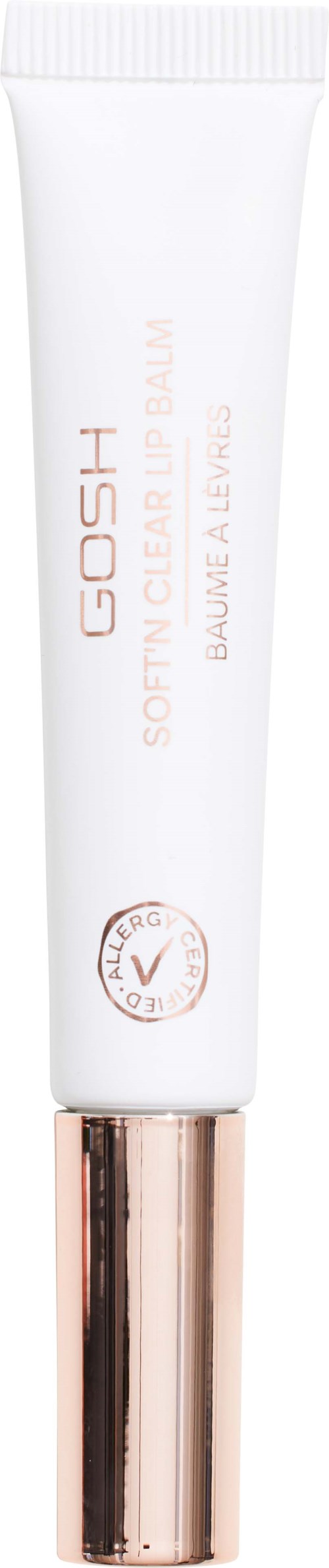 A white tube with gold cap, labeled GOSH Soothing Face Balm with Baume Alvays, designed for skincare.