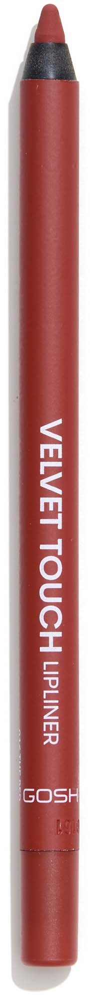 Ein roter Lipliner-Stift mit den Worten "Velvet Touch".