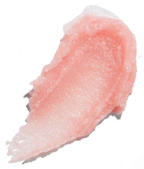 Een roze, ijzige slush met een ruwe, ongelijkmatige oppervlakte en een klein stukje bovenaan.