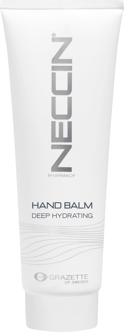 Neccin hand balm tub märkt 'Deep Hydrating' och 'Graette of Sweden.'