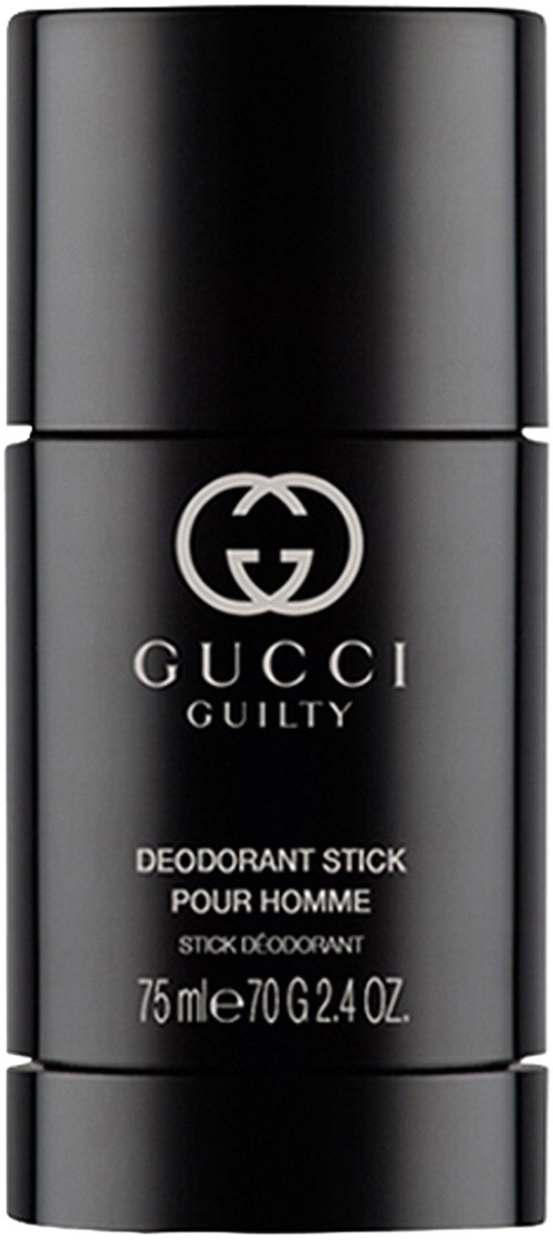Zwarte deodorantstick-verpakking met Gucci Guilty-logo, 75 ml.
