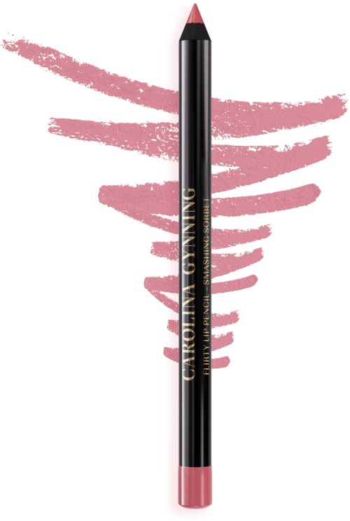 Ein Lippenstift mit rosa Spitze, neben einem rosa Lippenstift-Probestück auf weißem Hintergrund.