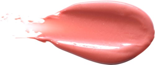 Pinkfarbige Farbe mit Pinsel oder Applikator verteilt, bildet eine glatte, gebogene Form auf weißem Hintergrund.