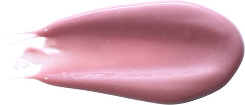 Eine pinkfarbene, cremige Substanz auf schwarzem Hintergrund, mit glatter Oberfläche und unregelmäßigen Kanten.