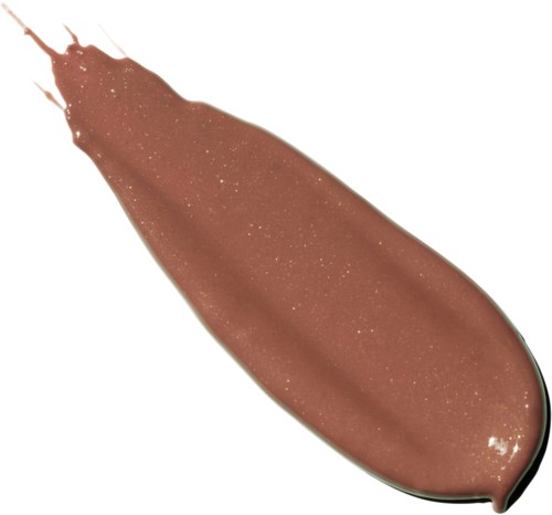 Ein lehmfarbener Stoff in einer großen, länglichen Form mit kleinen Glitzerelementen, möglicherweise Make-up oder Körperfarbe.