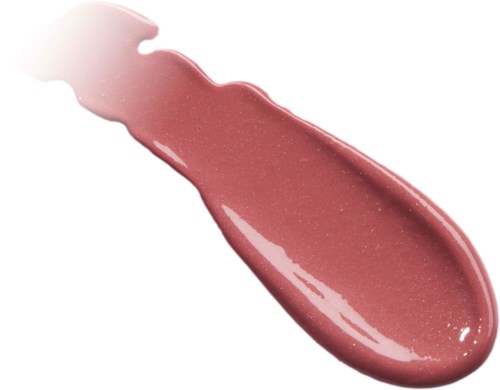 Ein mauvefarbener Lipgloss mit glänzender, glatter Oberfläche. Es hat eine Tränenform und sieht glänzend aus.