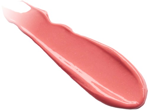 Ein pinkfarbener Lipgloss mit glänzender, glatter Oberfläche und leicht gebogener Form.